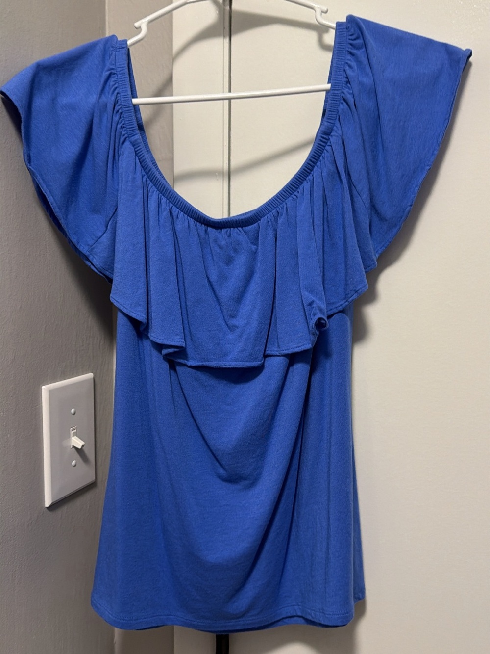 Lilly Pulitzer Cobalt Blue Ruffle Off-Shoulder Tunic